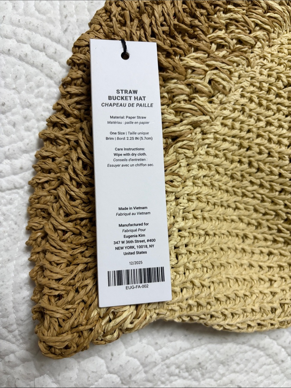 NWT Eugenia Kim Straw Bucket Hat Two Tone Tan One Size - Picture 5 of 8